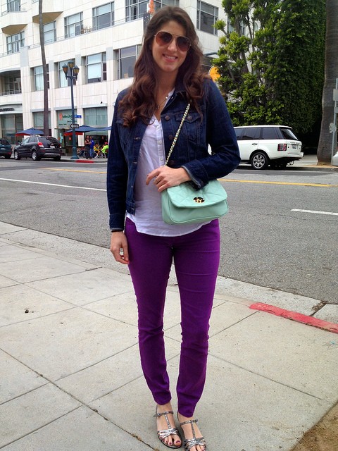 Moms day 3,mom's day, what to get mom for mothers day, LA Fashion BLogger Laura Lily, heart Tiffany necklace, mint green crossbody handbag, purple denim jeans, 