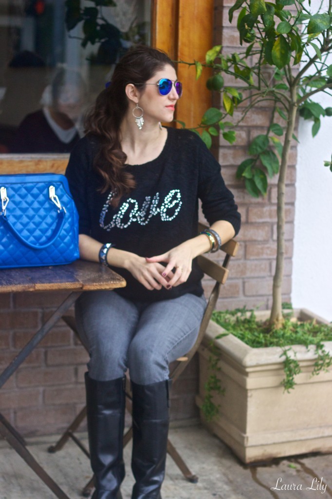 DUO Boots 93,The Blue Bag Mellow World Handbags, LA Fashion BLogger Laura Lily, casual LA style, Bleulab reversible denim, DUO riding style boots, 
