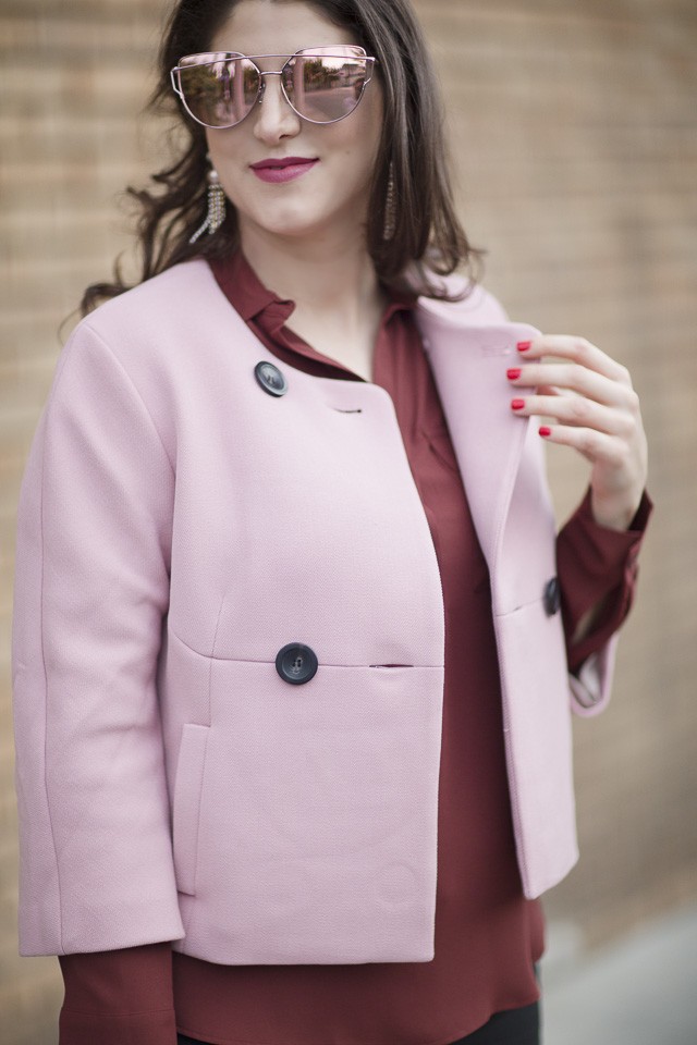 Ann Taylor Pink Cropped Coat Wear to Work Look