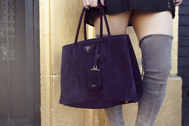 Purple Suede Prada Bag  Laura Lily Fashion Blog