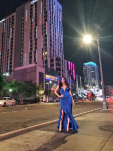 AMAs Red Carpet Style by Popular Los Angeles Fashion Blogger Laura Lily, Blue Gown Revolve,