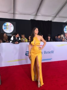 AMAs Red Carpet Style by Popular Los Angeles Fashion Blogger Laura Lily, Yellow Gown Revolve,